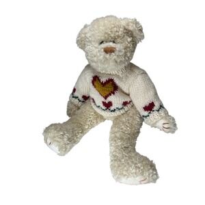 Ty Beanie Baby Teddy Attic Treasures‎ Heartly the Bear Cream Knit Sweater 1993
